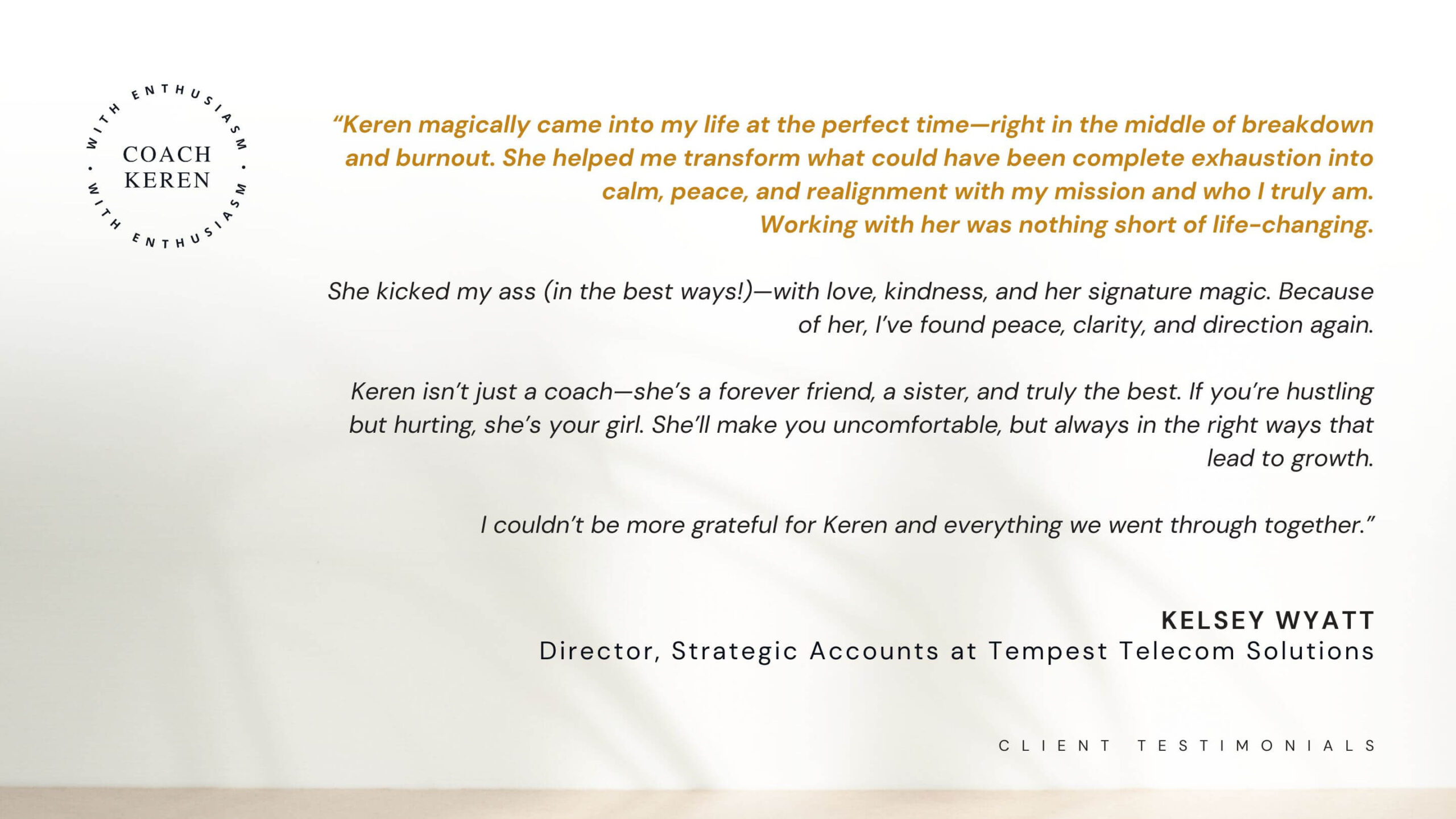 Kelsey Wyatt testimonial